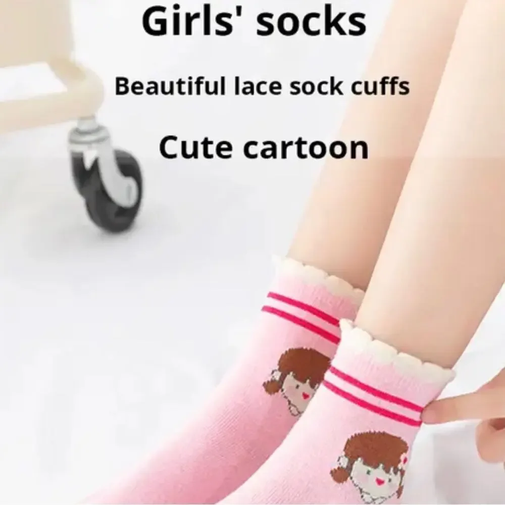 New 5 pairs new cotton socks girl 4-8 years